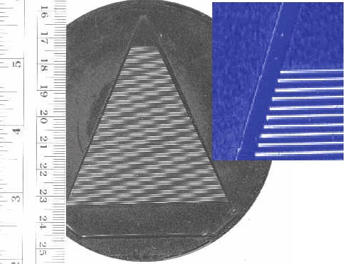Triangular crystal etched out of silicon wafer
